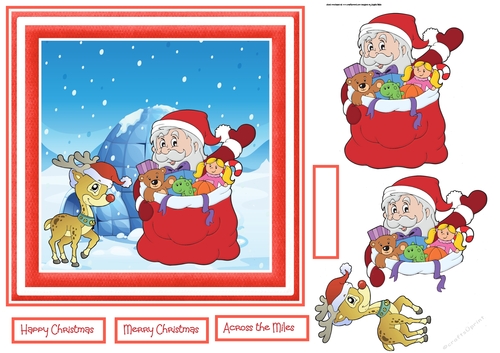 Santa, toy sack and Rudolf