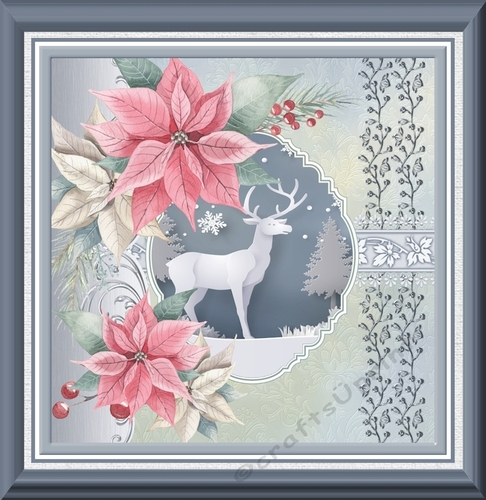 Christmas stag and poinsettia