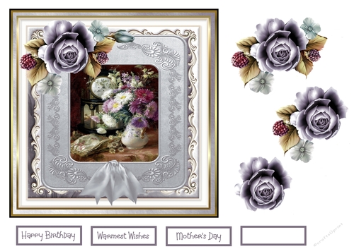Antique clock and flowers