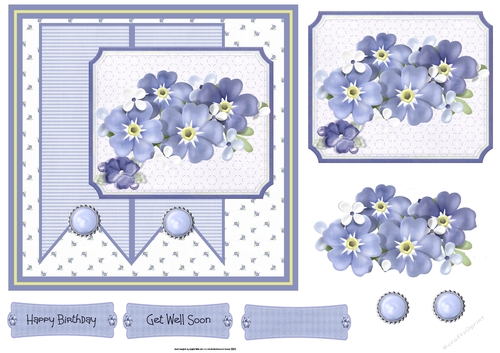 blue flowers and ribbons
