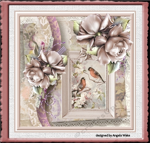 Birds, rose and lace