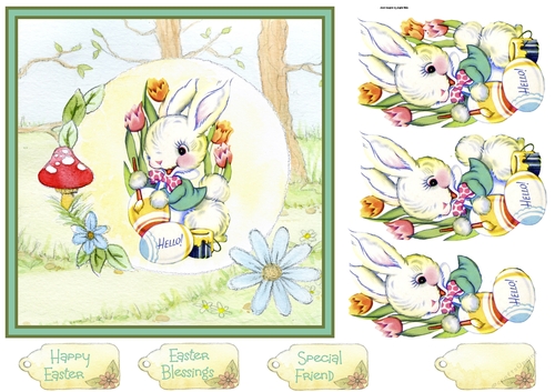 Vintage rabbit painting eggs