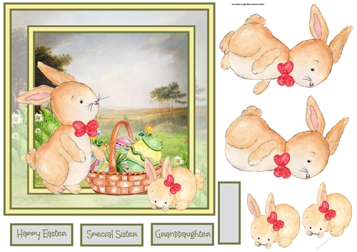 Easter bunnies with eggs