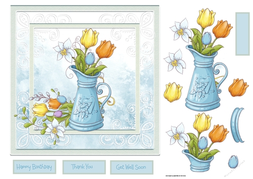 Jug of spring flowers
