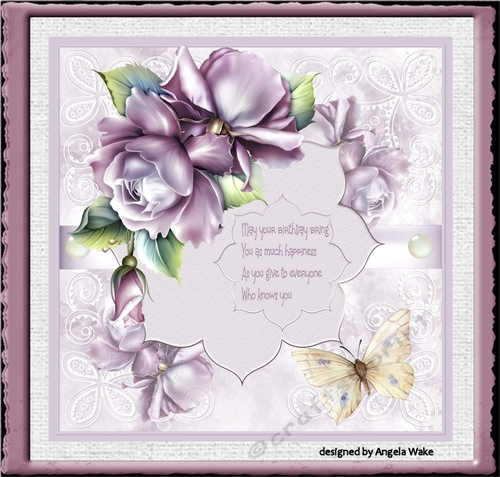 Purple rose and butterfly