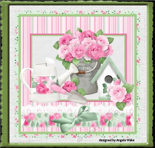 Rose garden and birdhouse