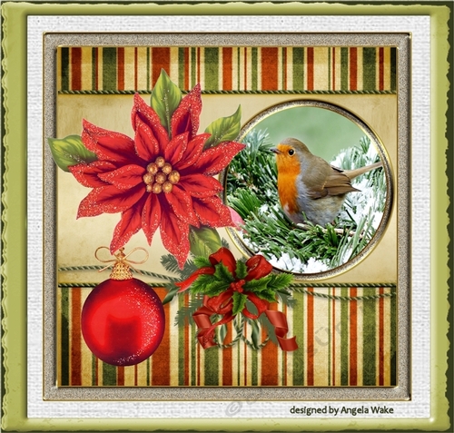 Robin and poinsettia