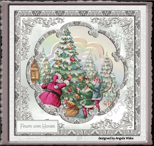 Santa and elves dressing the tree