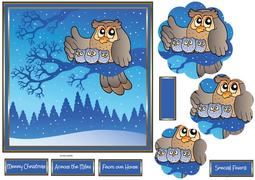 Owl family in winter