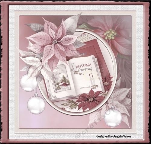 Christmas book and poinsettias