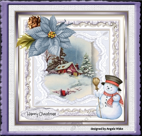 Poinsettia and snowman