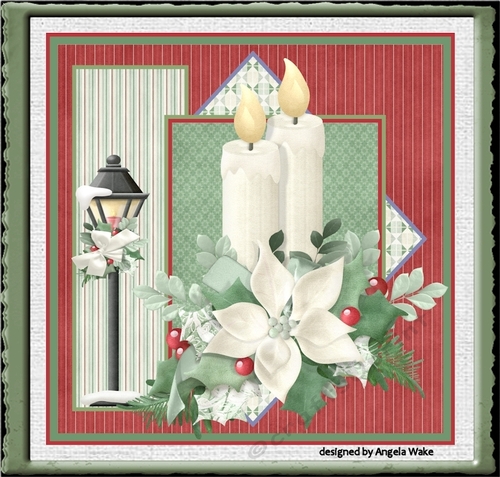 Candles,poinsettia and holly