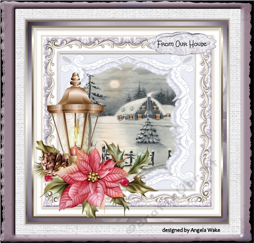 Christmas lantern and poinsettia