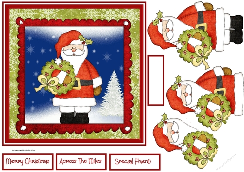 Santa Clause and holly wreath