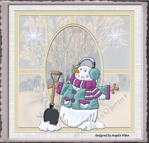 snowman clearing the snow