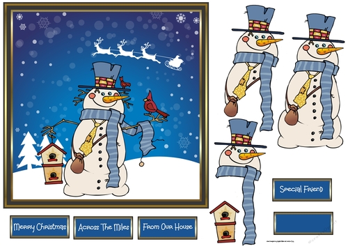 Snowman and his bird friend