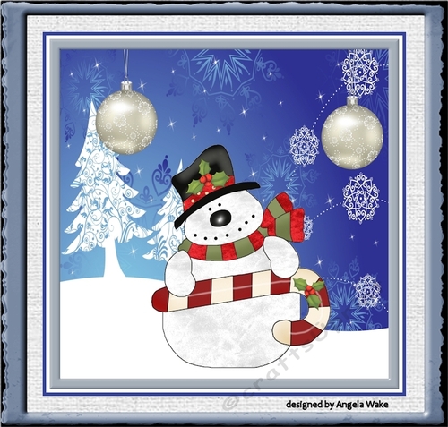 Snowman and holly cane