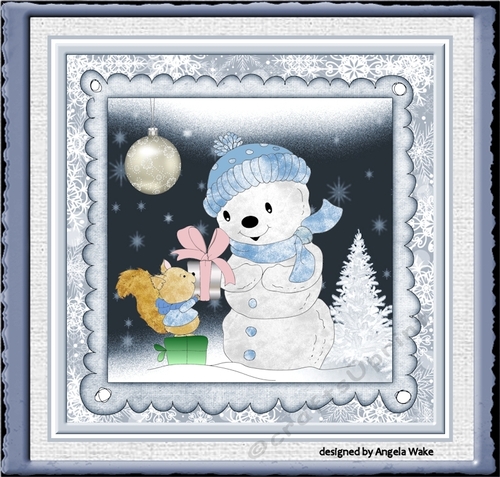 Squirrel and snowman