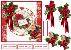 Holly wreath and robin