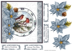 Robins and blue poinsettias