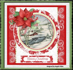 Winter scene and red poinsettia