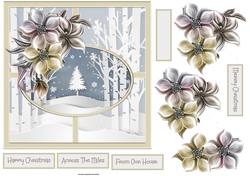 Winter Forrest and winter flowers