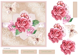 Mixed roses and butterfly
