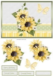Sunflowers and butterfly A5 card