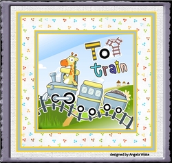 Giraffe and toy train 7x7 card