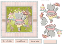 Hippo ballet 7x7 card