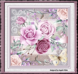 Roses and butterfly 7x7 card