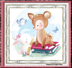 Deer and the rabbit 7x7 card
