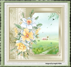 Windmill and Daffodils 7x7 card