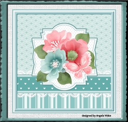 Poppy flowers and butterfly 7x7 card