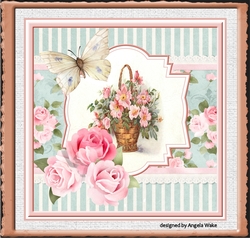 Basket of roses 7x7 card