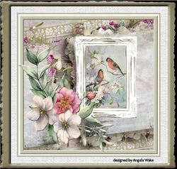 Birds and flowers 7x7 card