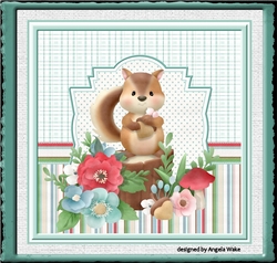 Squirrel and flowers 7x7 card