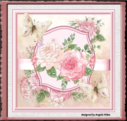 Butterfly and rose 7x7 card