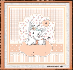 Baby girl elephant 7x7 card