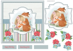 Girl and foxes 7x7 card