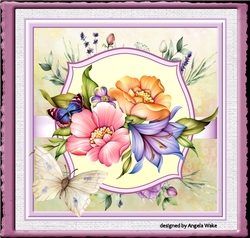 Florals and butterfly 7x7 card