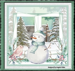 Snowman and robin 7x7 card