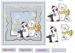 Penguin and polar bears 7x7 card