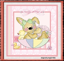 Baby girl bear birthday 7x7 card