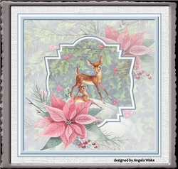 Reindeer in the snow 7x7 card