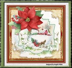 Red poinsettia 7x7 card