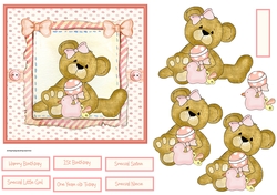 Baby girl bear 6x6 card