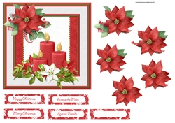 Candles and poinsettia 6x6 card
