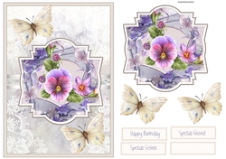 Spring flowers and butterfly A5 card