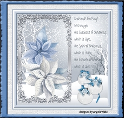 Poinsettia and baubles 7x7 card